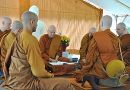 Ven. Khema is instructed in the midst of the Sangha