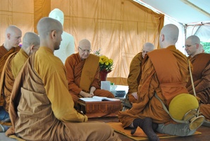 Ven. Khema is instructed in the midst of the Sangha
