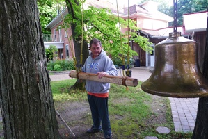 Cornell rings the monastery bell.