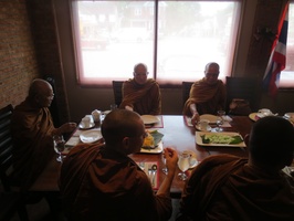 Senior monks take a meal at Chang Noi's restaurant in Niagara Falls