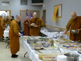 Senior monks request alms