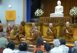 Venerables Cunda and Atulo chant the Sangha announcements