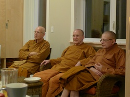 Senior monks have a seat in the new bowl room