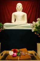The kathina cloth under the Buddha image