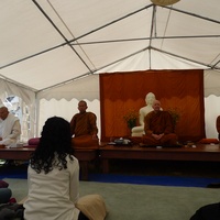 The bhikkhus meditate during Tisarana's annual non-residential retreat