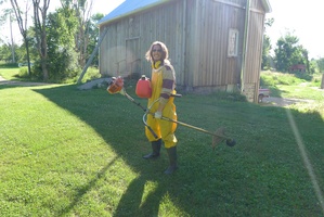 Jacob is ready to take care of some weeds!
