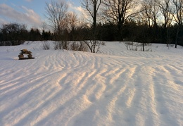The monastery's big field has become a sea of snow