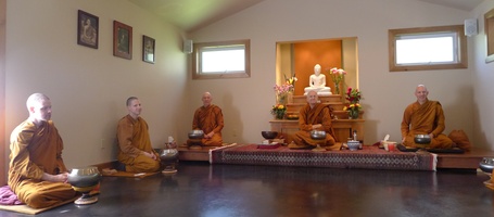 The Sangha assembles before the meal