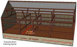 A layout of the barn's frame