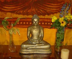 The Buddha honoured with flowers
