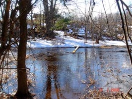The creek tends to flood in the winter