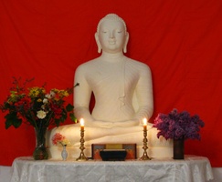 Our new Buddha takes his place in the meditation module