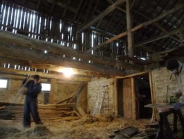 Without floor boards, there's lots of space in the barn