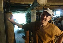 Ajahn Kusalo in the basement of the barn