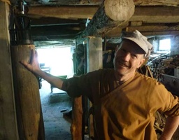 Ajahn Kusalo in the basement of the barn
