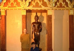 Prasert and Ajahn Kusalo in front of the almost finished shrine
