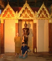 Prasert and Ajahn Kusalo in front of the almost finished shrine
