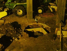 The foundations are being laid for a new post in the barn