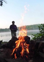 A nice camp fire at Ajahn Kusalo's canoe retreat