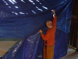 It was quite a process to get the tarp up and ready