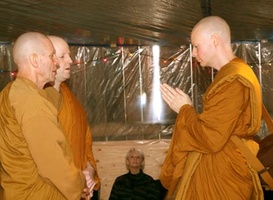 Ajahn Kusalo and Bhante Khemaratana question Samanera Sumangalo to make sure he is fit to enter the Sangha