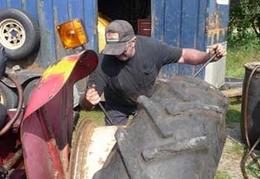 Replacing a tractor tire is no small feat!