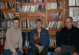 L to R: Marion, Diane, and Crawford during Christmas time at the monastery