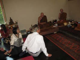 The ambassador chats with the monks