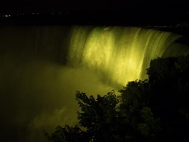 The falls get illuminated at night