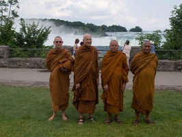 The bhikkhus in front of Niagara Falls