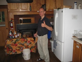 Philip gives the thumbs up: all's well in the kitchen!