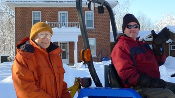 Luang Por Viradhammo and John - our snow removal expert