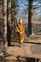Ven. Pamutto on the new walking meditation path