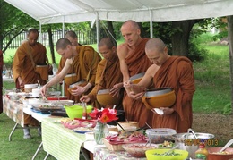 The bhikkhus collect alms