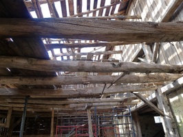 The floor beams in the old tractor shed were ready to give way
