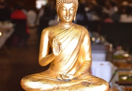Buddha statue at front door